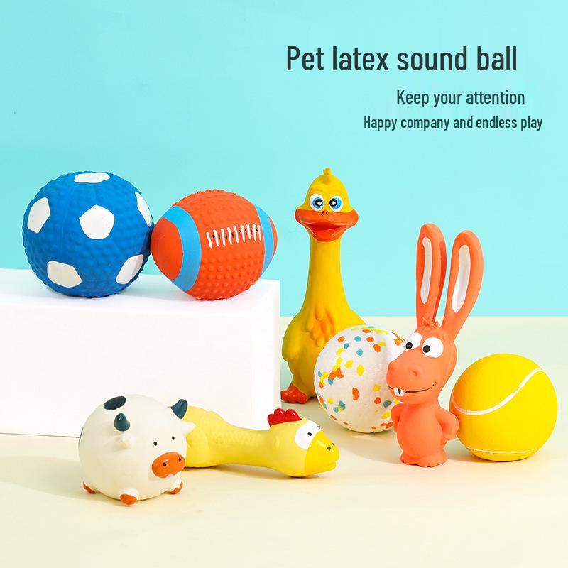 Jucărie Latex pentru Animale de Companie: Minge de Rugby, Fotbal, Volei cu Sunete, Umplută cu Bumbac, pentru Câini