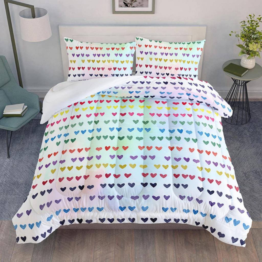 Love Pattern Duvet Cover 3D Printed Bedding Set, Couple Male Female Quilt Cover with Zipper Closure and Pillowcase for Adults