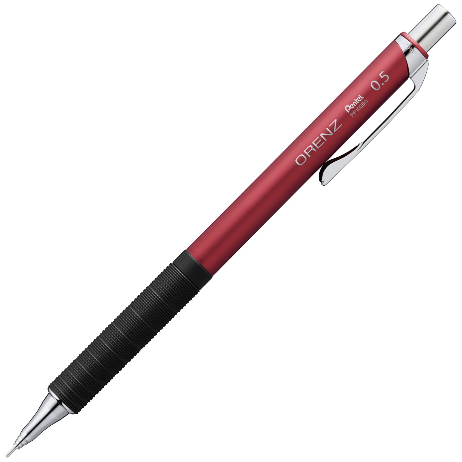 Pentel Orenz Metal Grip Mechanical Red Pencil, 0.5mm, Barrel, XPP1005G2-RB