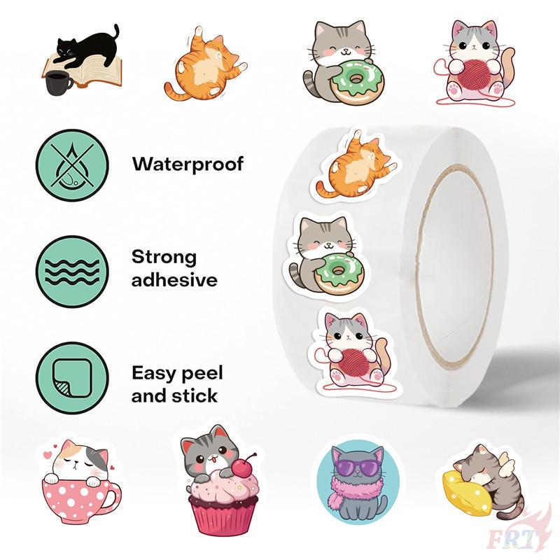 500Pcs/Roll Q Sweet Cat Kids Rewards Stickers - DIY Scrapbooks Album Decor Sealing Label Decals