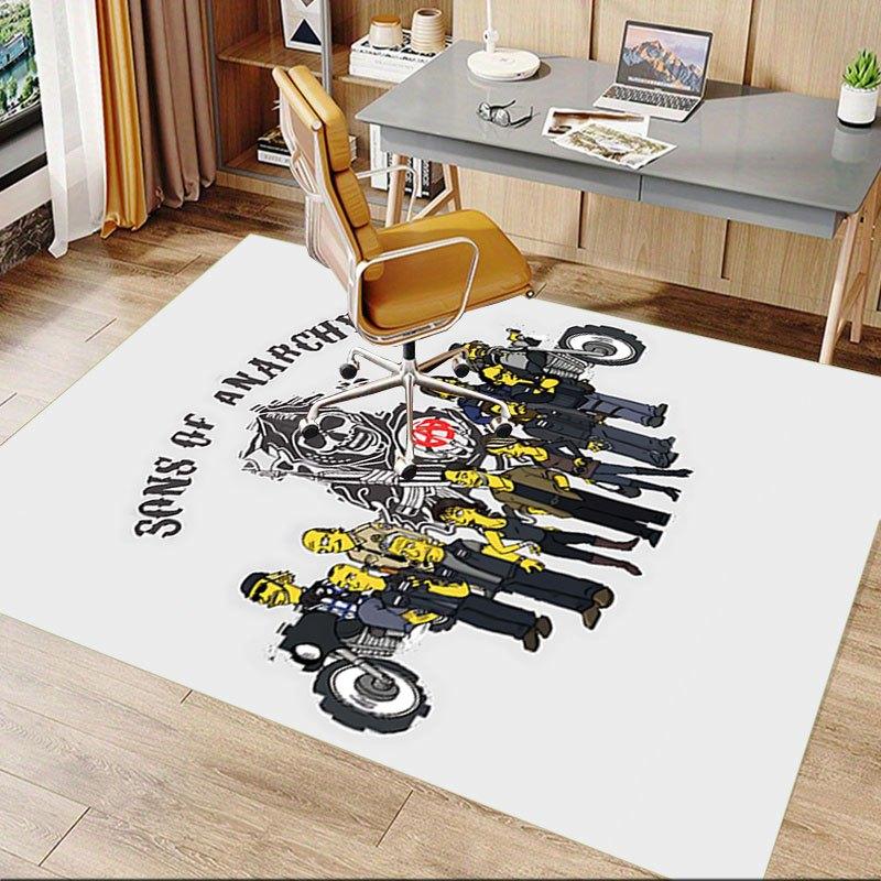 1pc Sons of Anarchy Themed Office Carpet Chair Mats - Durable Polyester Rug for Home Theater, Office, Dorm Room Decor - tA25