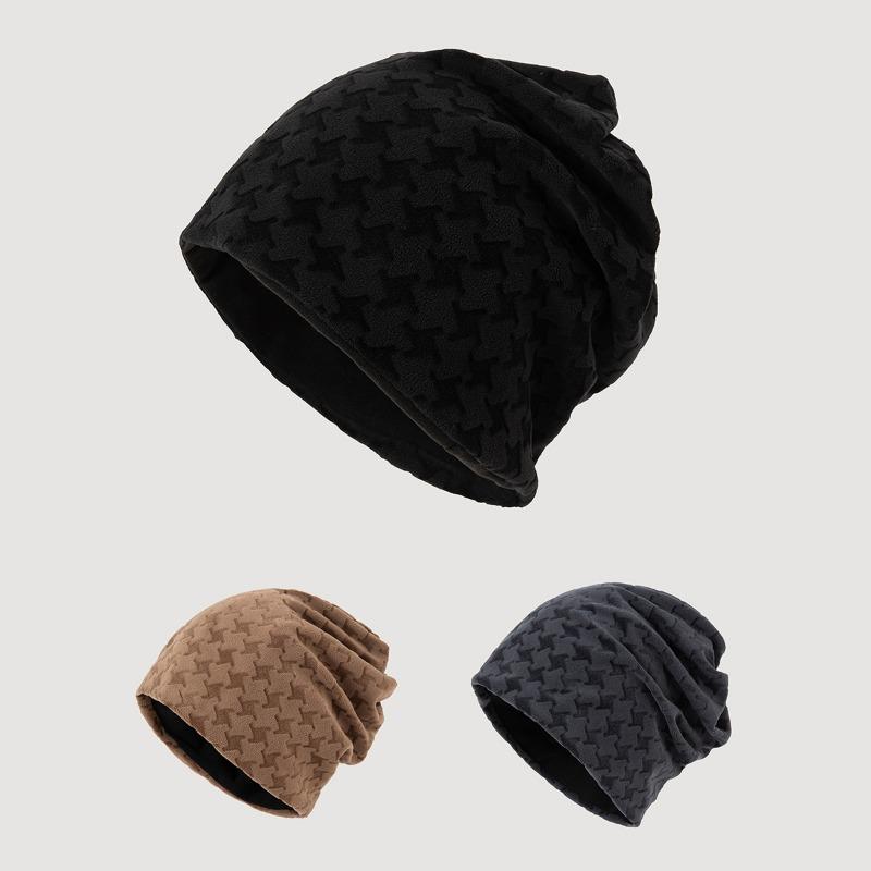 Womens Unisex Plaid Gradient Thin Slouchy Pullover Beanie Hat For Autumn Winter Outdoor