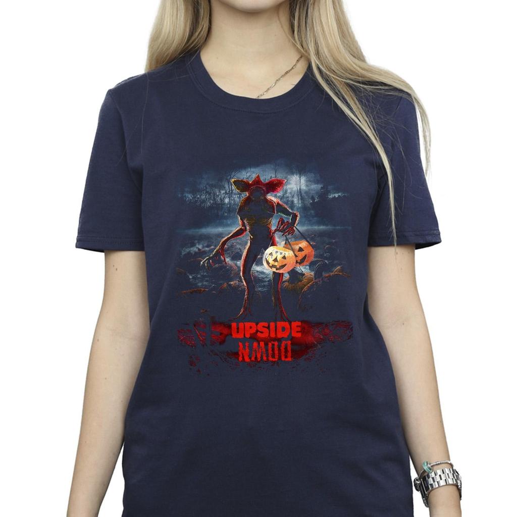 Netflix Womens/Ladies Stranger Things Pumpkin Upside Down Cotton Boyfriend T-Shirt