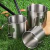 Stainless Steel Outdoor Camping Cup Portable Foldable Handle Beer Cups Coffee Water Mugs Picnic Travel Drinkware Tumbler