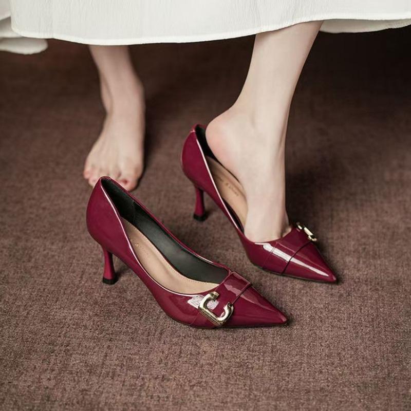 Fashion 2025 Classics Slip On Women's High Heels Pointed Toe Shallow Thin Heels Metal Decoration Pumps for Fashion Party & Dress Shoes