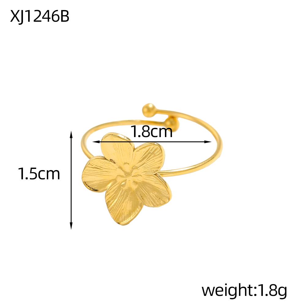 

CARLIDANA Fashion Jewelry Gold Plated Bracelets Gift Stainless Steel Hammer Butterfly Flower Cuff Bangle Earrings Rings Set