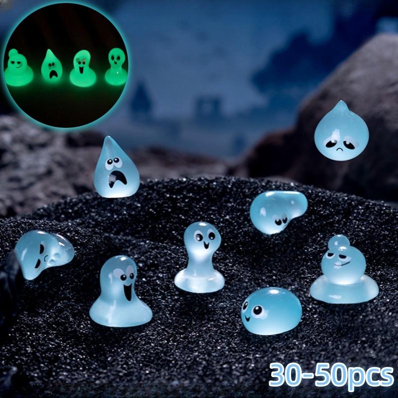 30/50Pc Luminous Mini Resin Ghost Figurines Water Spirit Collectible Bonsai Statues  For Room Diy Crafts Miniature Garden Decor