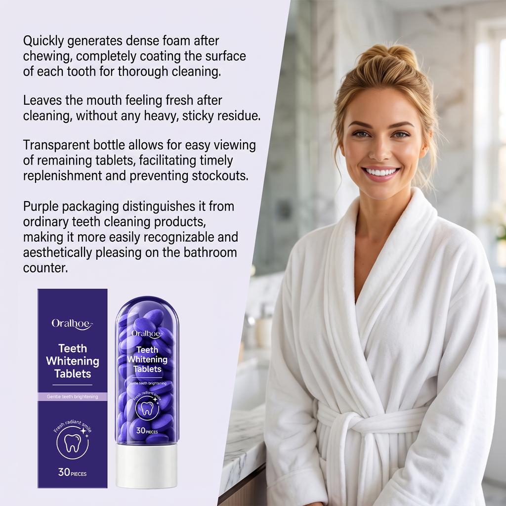 Purple Chewable Toothpaste Tablets Teeth Cleaning Fresh Breath Portable Travel Camping Oral Care Zero Leakage Family Daily Dental Gift