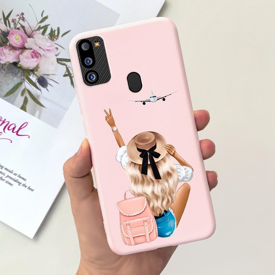 For Samsung Galaxy M21 2021 Case Cute Cat Fashion Girl Soft Silicone Cover For Samsung M21 2021 SM-M215G Bumper Phone Case Funda