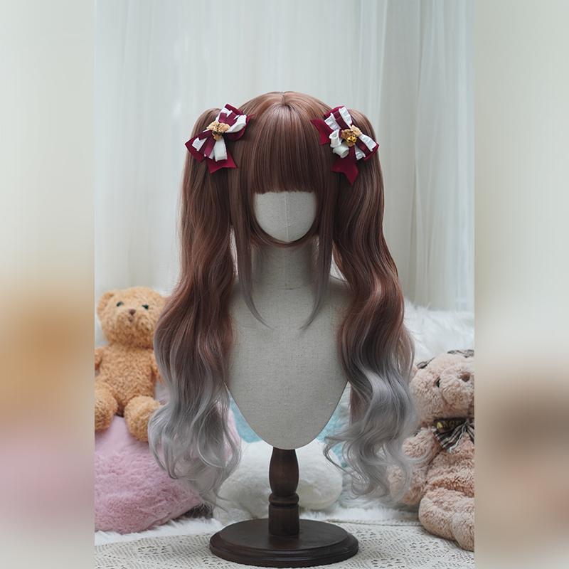 Lolita Style Curly Double Ponytails Wig | Heat Resistant Synthetic Hair with Bangs for Cosplay, Halloween, Anime Theme Part