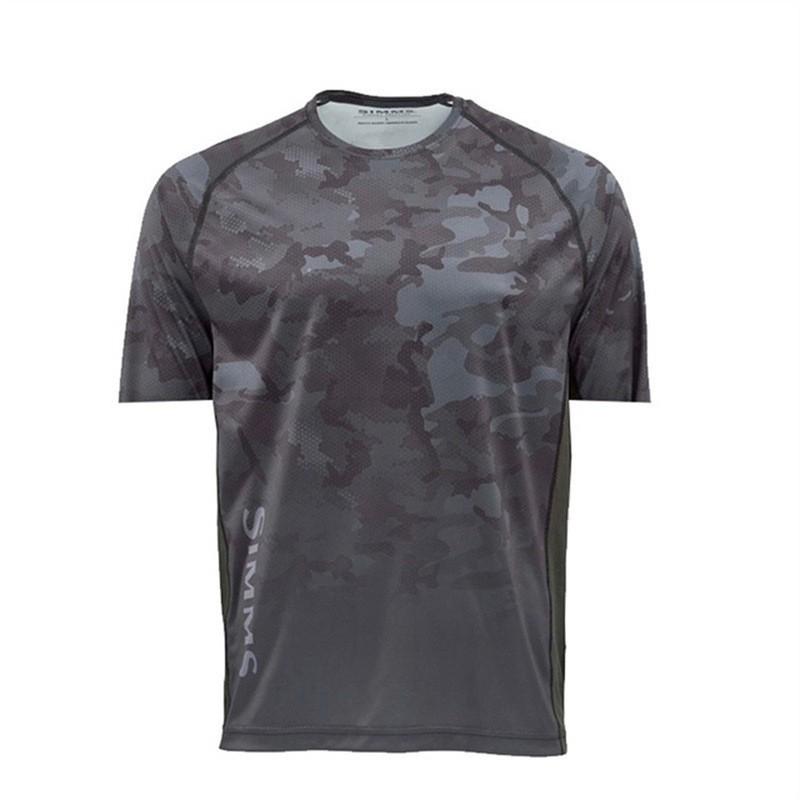 SIMMS Fishing Clothes Camo Sunblock Outdoor Luya Short-sleeved Sweatshirt Breathable T-shirt Top