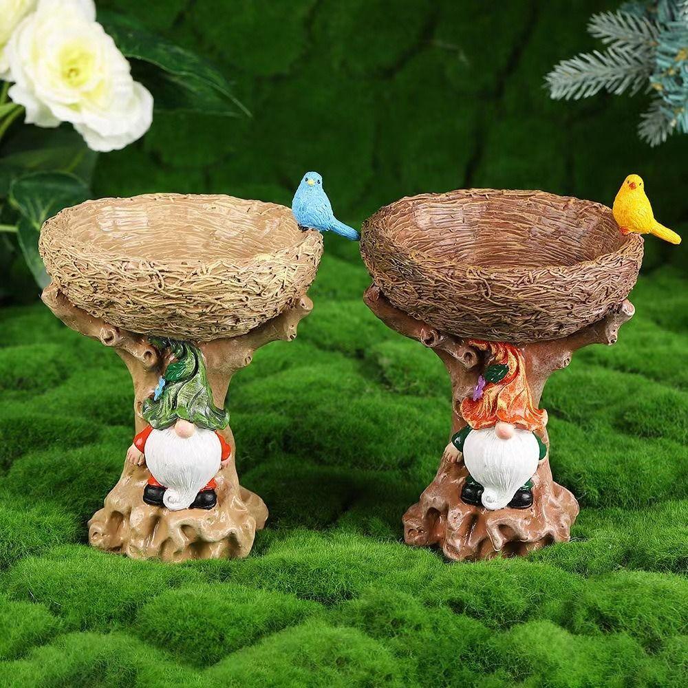 Dwarf Design Bird Feeder Resin Art Statue Fairy Garden Decoration Hummingbird Feeder  Outdoor
