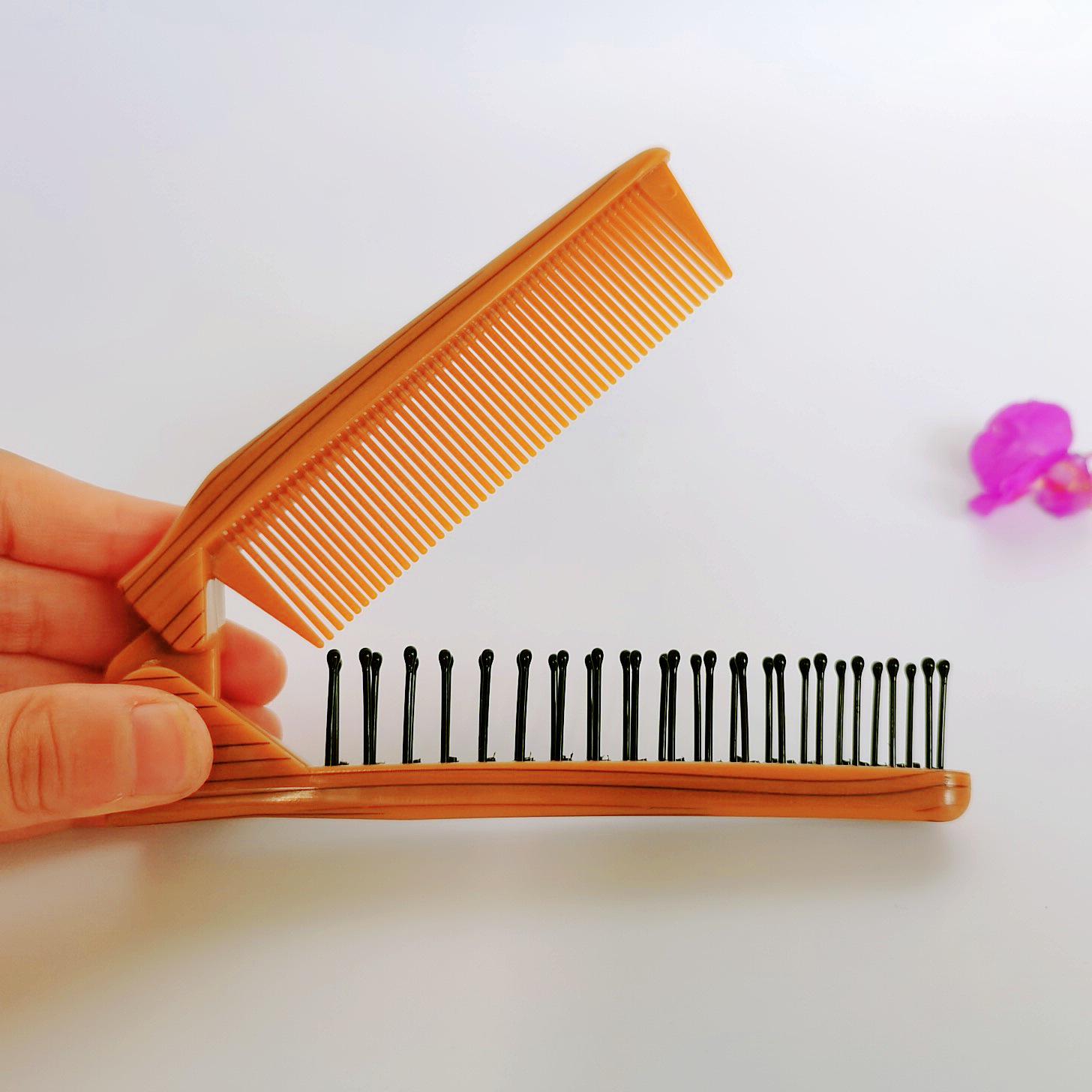 Маленькая портативная складная расческа двойного назначения для девочек - удобная для путешествий массажная расческа