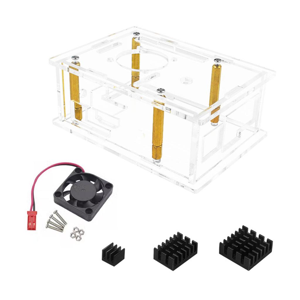 Acrylic Enclosure Box Cooling Fan for Orange Pi 3B Development Board Case Outer Shells with Cooling Fan Heat Sink