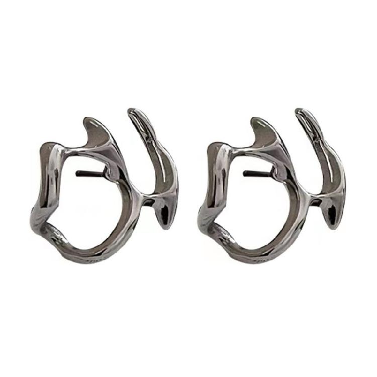 

Liquid Metal Earring Trend Silver Color Hollow Stud Earring Jewelry Charm 1