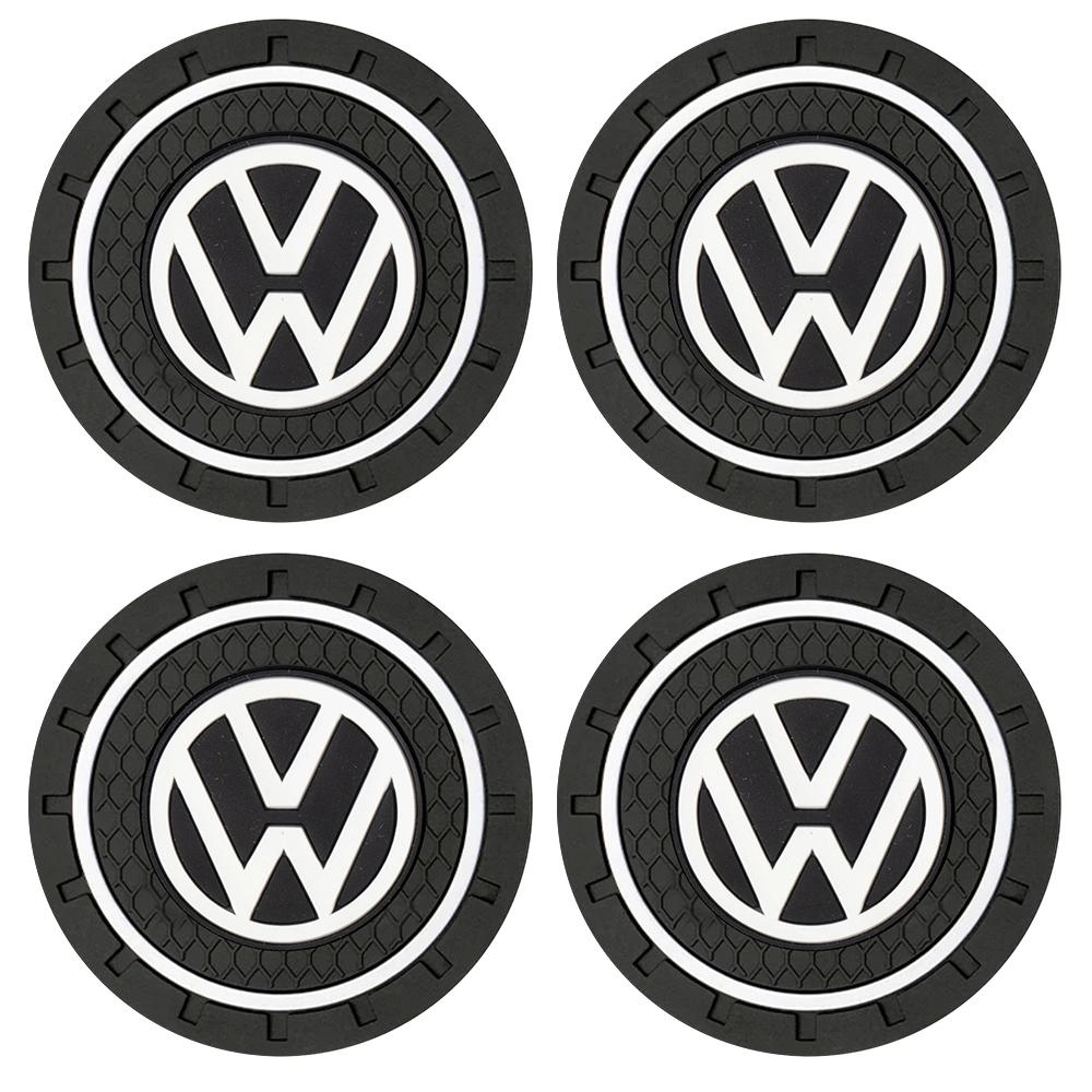 1/2/4Pcs Car Coaster Water Cup Mat Non-Slip Pad Accessories For Volkswagen Golf Passat Jetta Tiguan Polo Bora Beetle Vento Rline CWS1