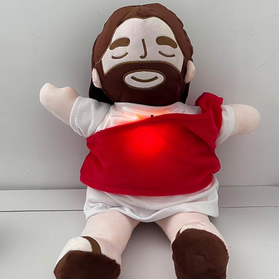 

30cm Jesus Virgin Mary Soothe Plush Toy Soft Soothing Doll Jesus Plush Toys Kids Sleep Companion Toy Sound and Light Dolls Gift