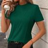 Ladies Summer Short Sleeve O Neck Solid Color Pullover T Shirt Top