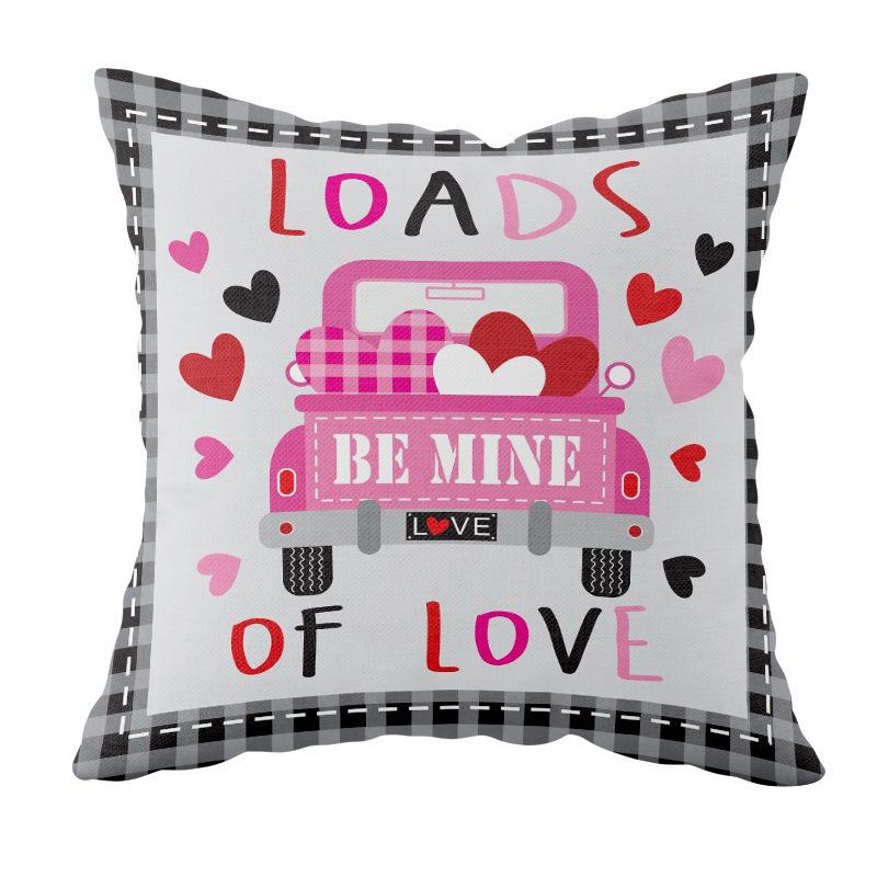 Valentine's Day Cushion Short Plush Love Printed Cushion Cover Car Bedside Cushion Gift