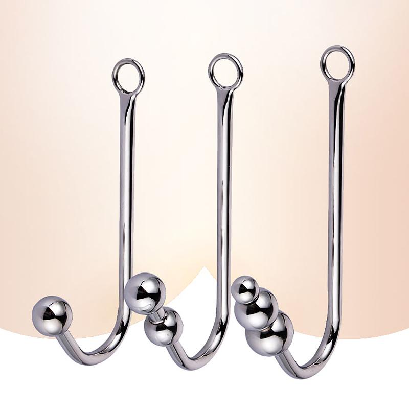 Stainless Steel Anal Hook with Anal Beads Hole Anal Hook Metal Butt Plug Anal Sex Toys Adult Product Vibrator for Men Gay