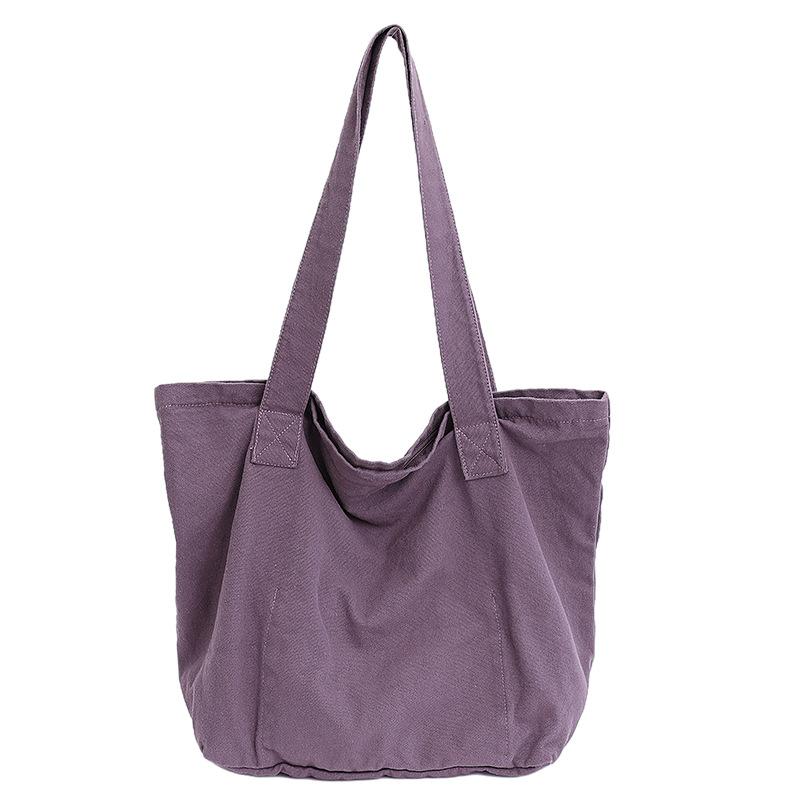 Versatile cotton canvas bag, women's large-capacity tote bag, commuting to work, simple leisure, college student class shoulder bag