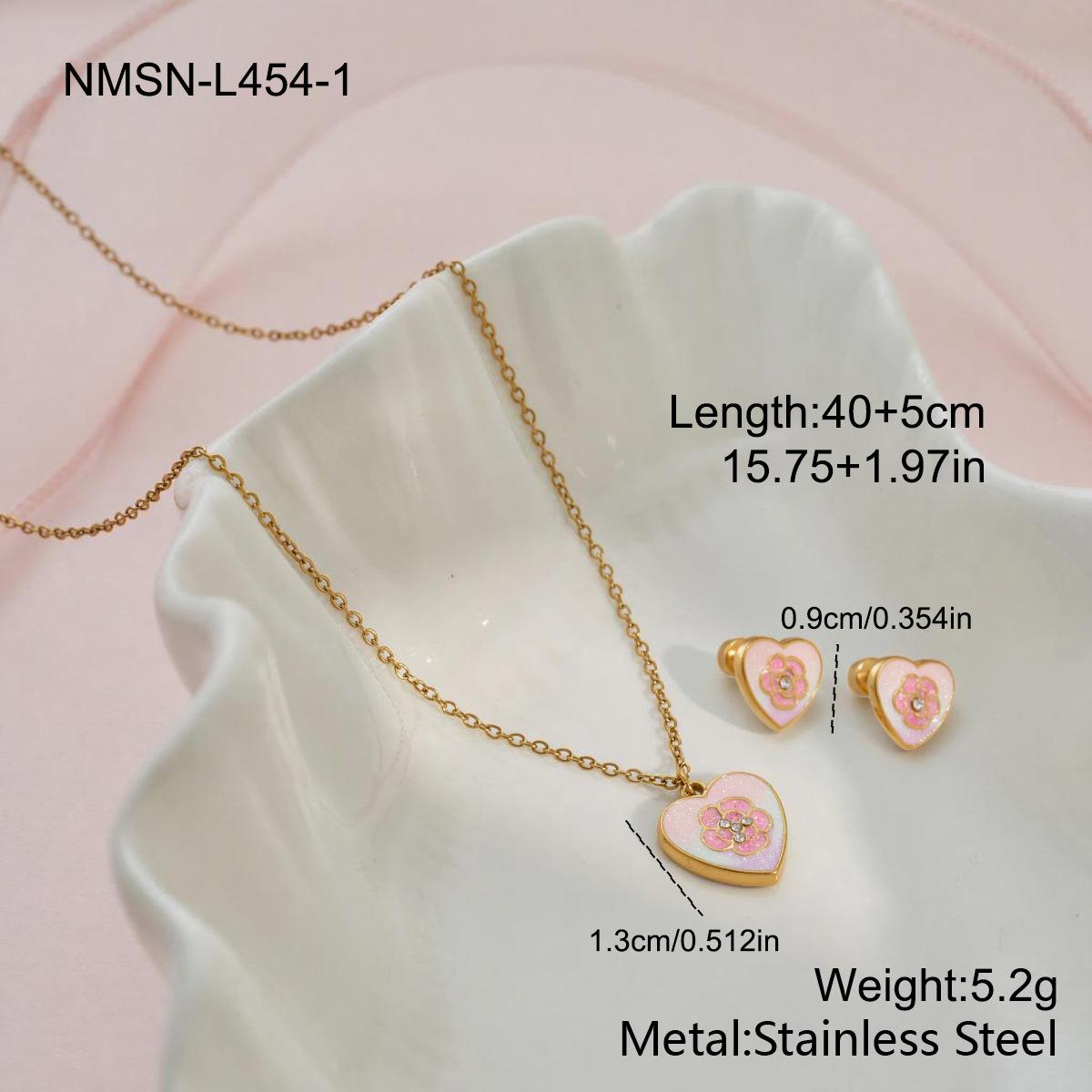 GEMCHIC Women s Stainless Steel Heart Necklace and Earrings Set for Girls Cute Princess Style Jewelry
