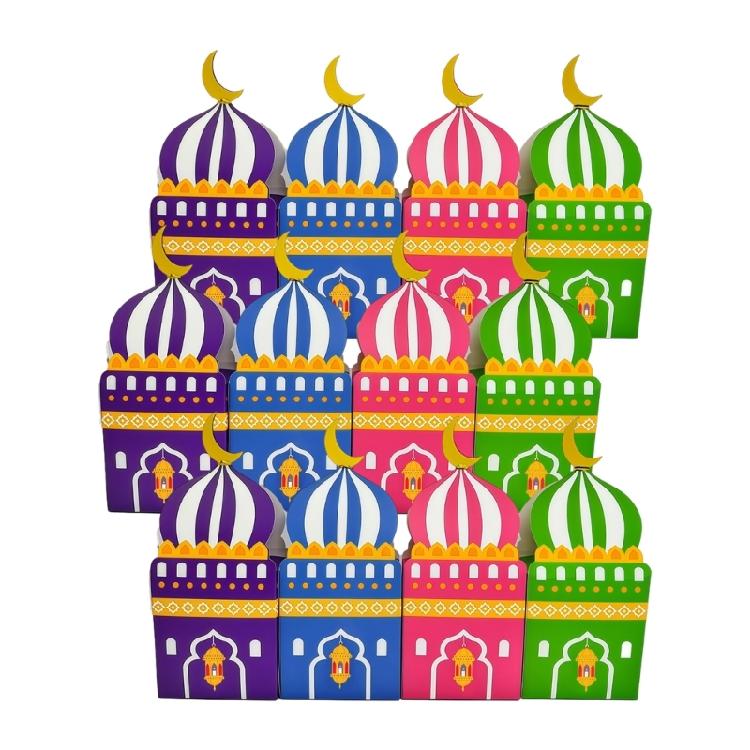 12Pcs Mosque Shaped Party Treat Holders Candy Chocolate Boxes For Wedding Cultural Event Middle Eastern Gift Packaging