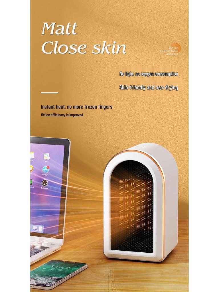 Compact Desktop Electric Heater for Bedroom - Portable Warm Air Heater