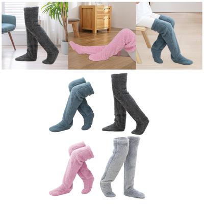 Leg Warmers Long Fuzzy Over Knee Socks Thigh High Stockings Boot Cuffs Open Toe Footless Non Slip