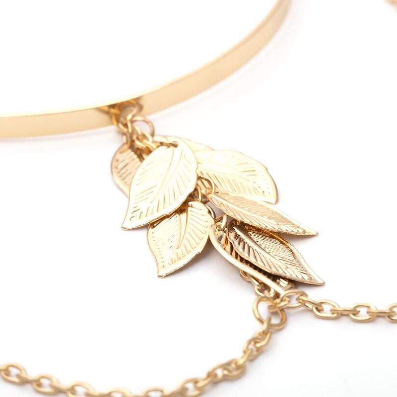 Boho Retro Leaves Upper Cuff Bangle Armband Arm Slave Chain Bracelet Jewelry
