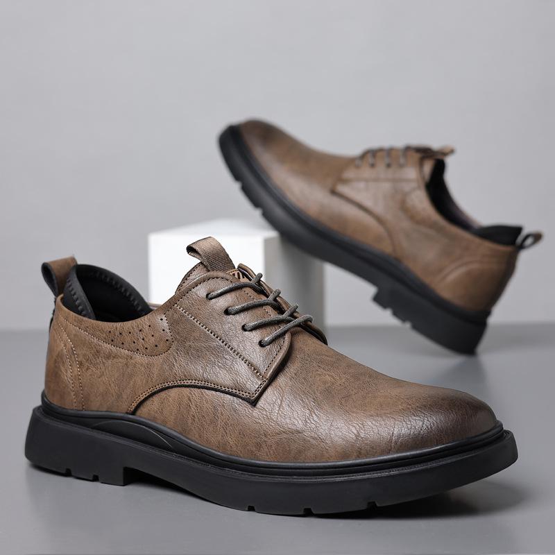 

2025 spring and autumn cowhide Doudou shoes men s casual driving shoes soft-soled business leather shoes 44 коричневый