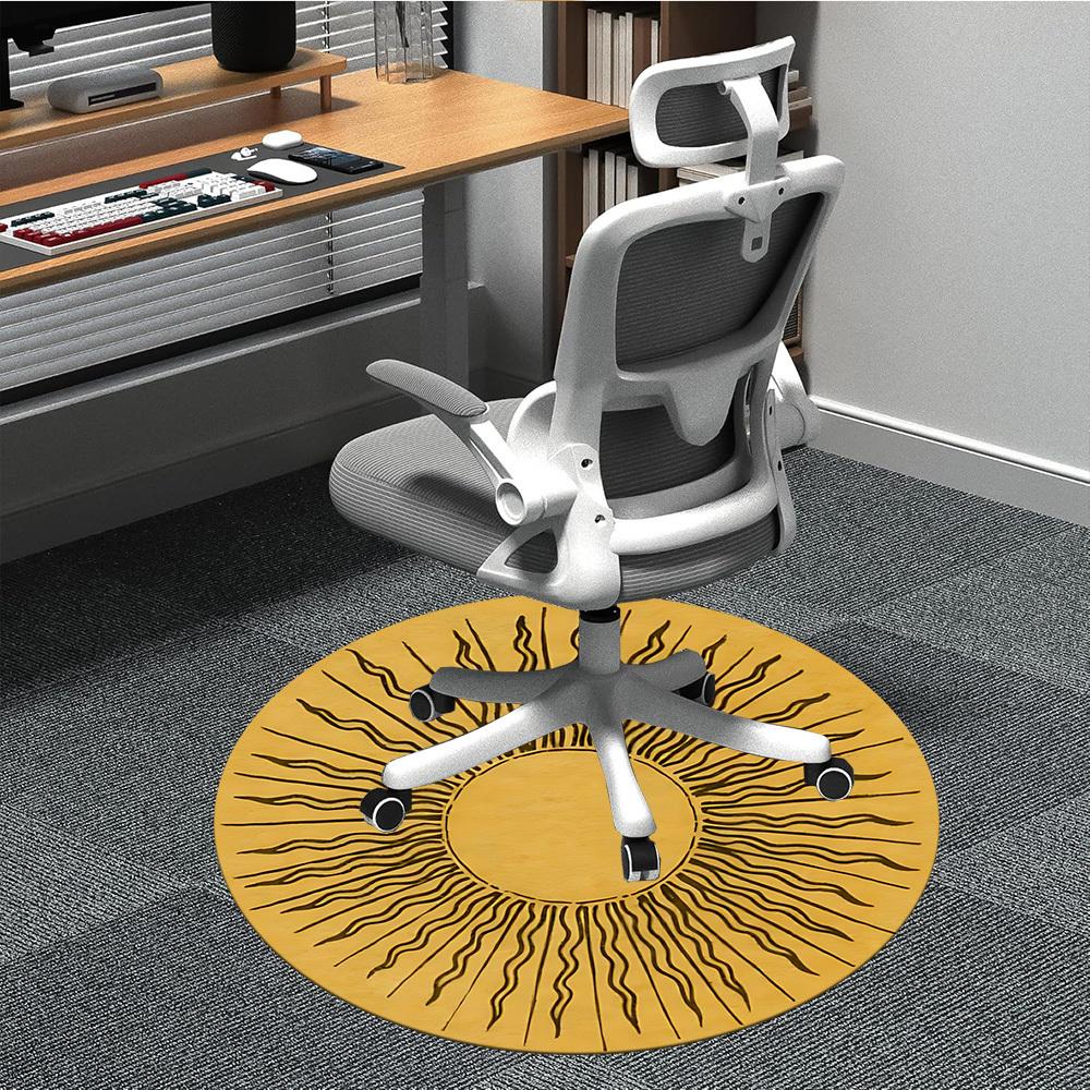 

1PC Sunburst Pattern Chair Carpet for Office, Indoor Non-Slip Washable Carpet, Soft Comfortable Mat For Office Room yy250930312 80cm by 80cm