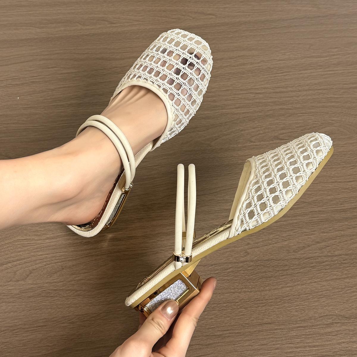Dames Pumps Dames Vierkante Neus Uitgesneden Sandalen Dames Slippers Designer Platte Elegante Schoen Schapenvacht Binnenlaag 40 brown