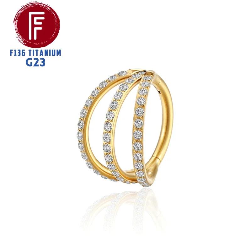 

F136 Титановый Пирсинг 16G Хрящ Люкс Септум Кликер Трагус Кольцо в Нос Циркон Шарнирный Сегмент Лабрет Боди Циркон оптом 1.2x6mm