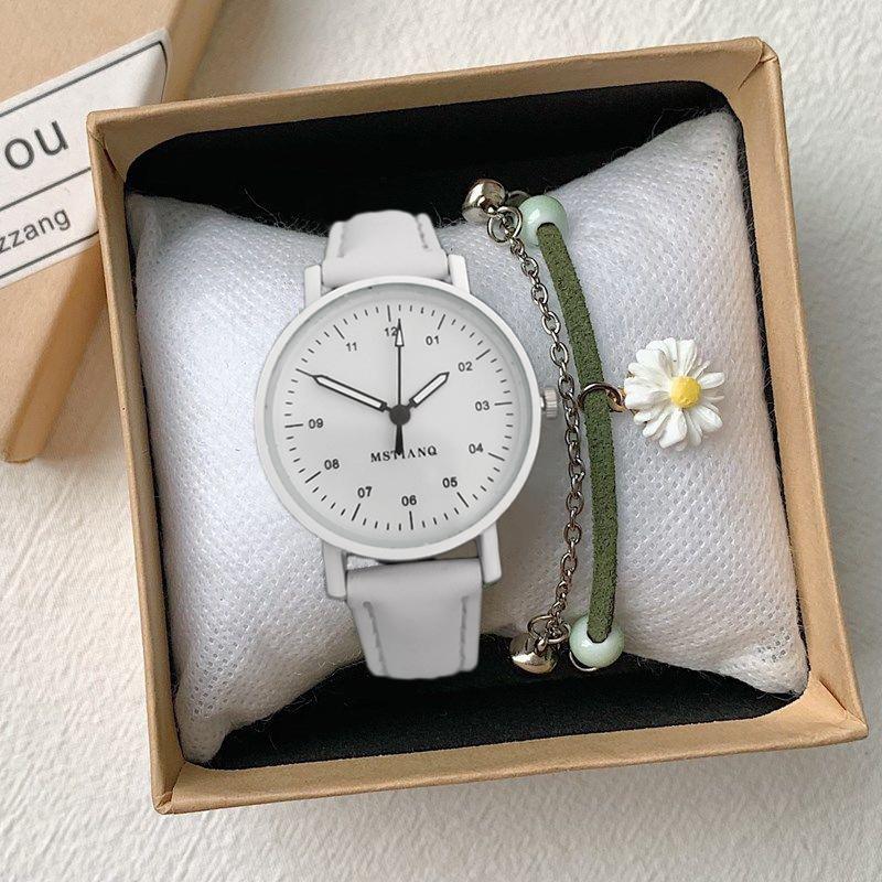Wind Quartz Watch Simple Temperament Versatile Middle School Student Small Fresh Mori Casual Fashion белый