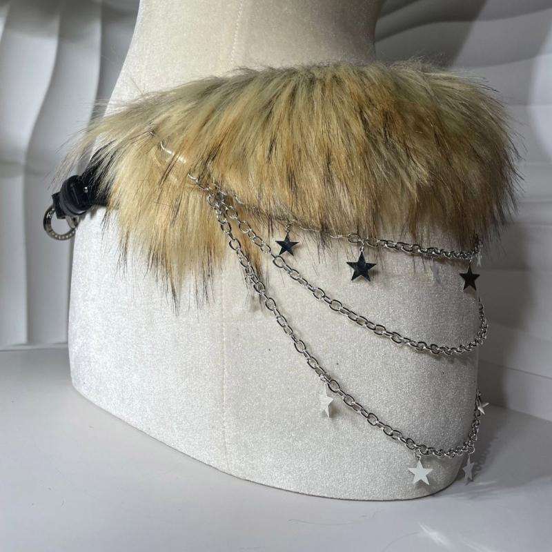 Furred Waist Belt Belly Chain for Dress Chain Belt for Women Waist Chain Belt Cowboy Waist Chain Luxurious Belt