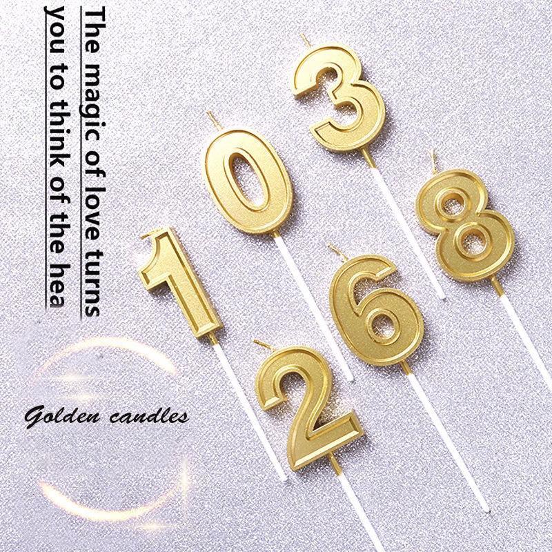 Golden Birthday Candles 0-9 Digital Cake Topper Number Wedding Cakes Dessert Decor Party Supplies Accessories