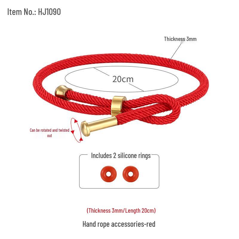 3D Gold Beaded Red and Black Milan Rope Bracelet for Couples - DIY Titanium Steel Design