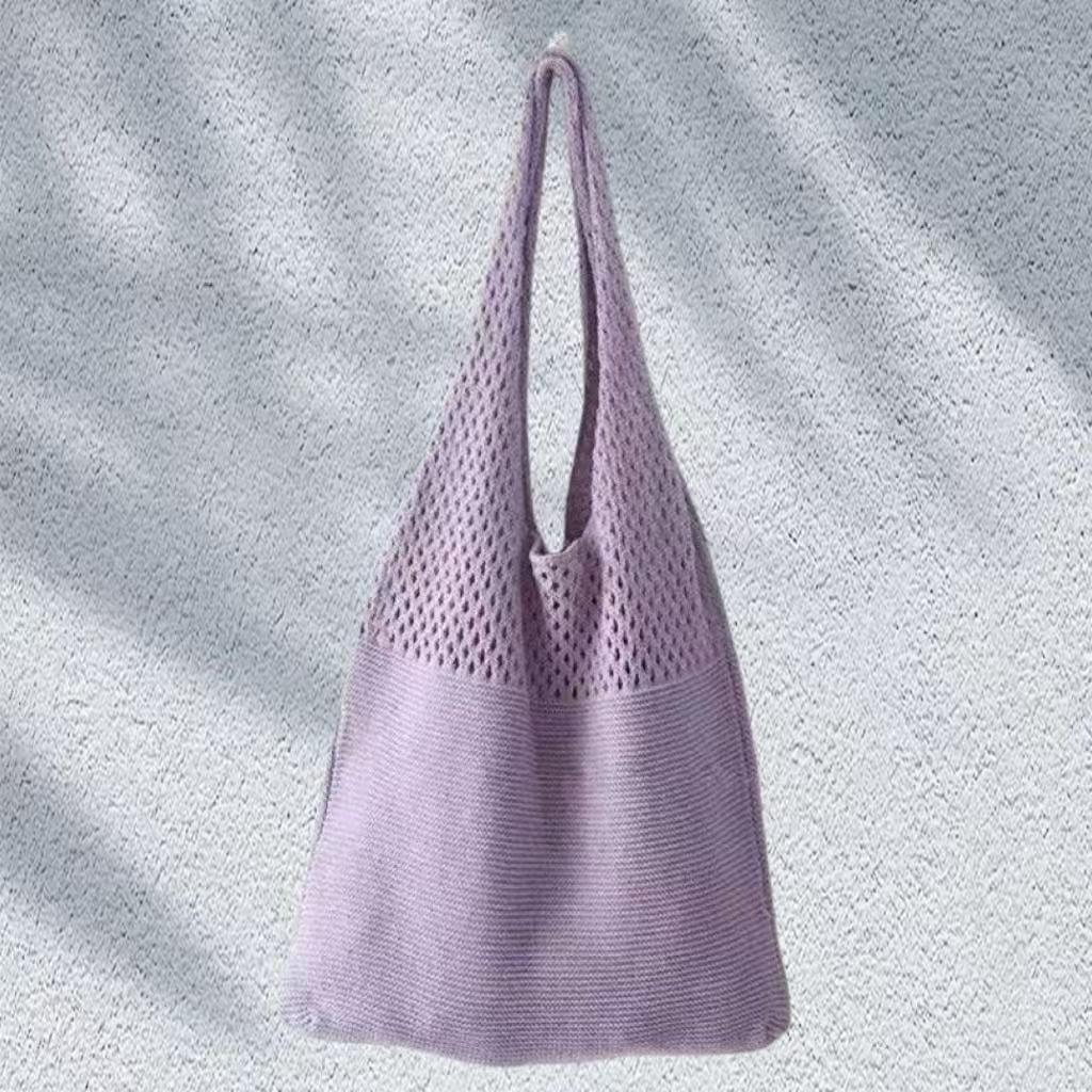 Vintage wool woven shoulder bag bag large capacity beach bag shopping bag women's knitted tote bag portable