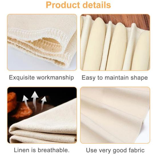 Bread Ball Fermentation Cloth Cotton Baguette Pad Thick Undyed Unbleached French Bread Making Fabric for Vertical Fermentation Crust Formation