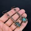 Rainbow Calsilika 999 Copper Wire Wrapped Earrings, Handmade Gemstone Jewelry Earrings For Memorial Day