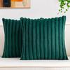 4PCS Soft Plush Pillowcases, Solid Color Striped Faux Rabbit Fur Pillowcases, Living Room Sofa Cushion Covers