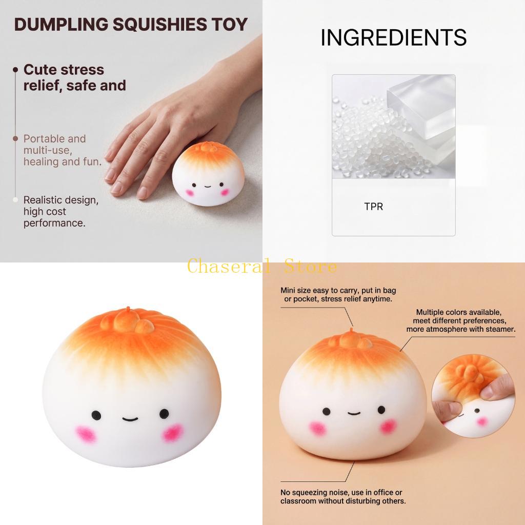 E7Ce Funny Face Baozi Stress Reliever Pocket Size Soft Squeeze Toy For Student Office