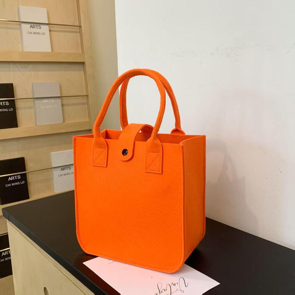 Nezha Versatile Solid Color Felt Tote Bag - Large Capacity with Thick Cloth and Double Handles