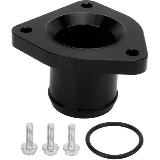 7.3L Thermostat Housing Aluminum Alloy Billet Thermostat Housing with Sealing and Screws Accessories Kit Replacement Fit for 7.3L 1999‑2003 (Black) чёрный