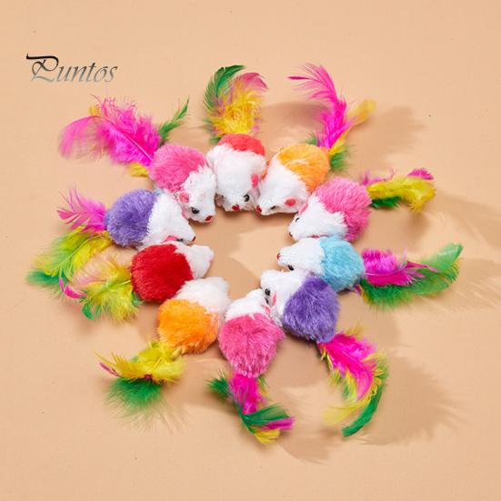 3/5/12Pcs Cat Mouse Toys Faux Fur Cat Mice Toy with Feather Tail Interactive Mini Furry Mouse with Rattle Sounds for Indoor Cat