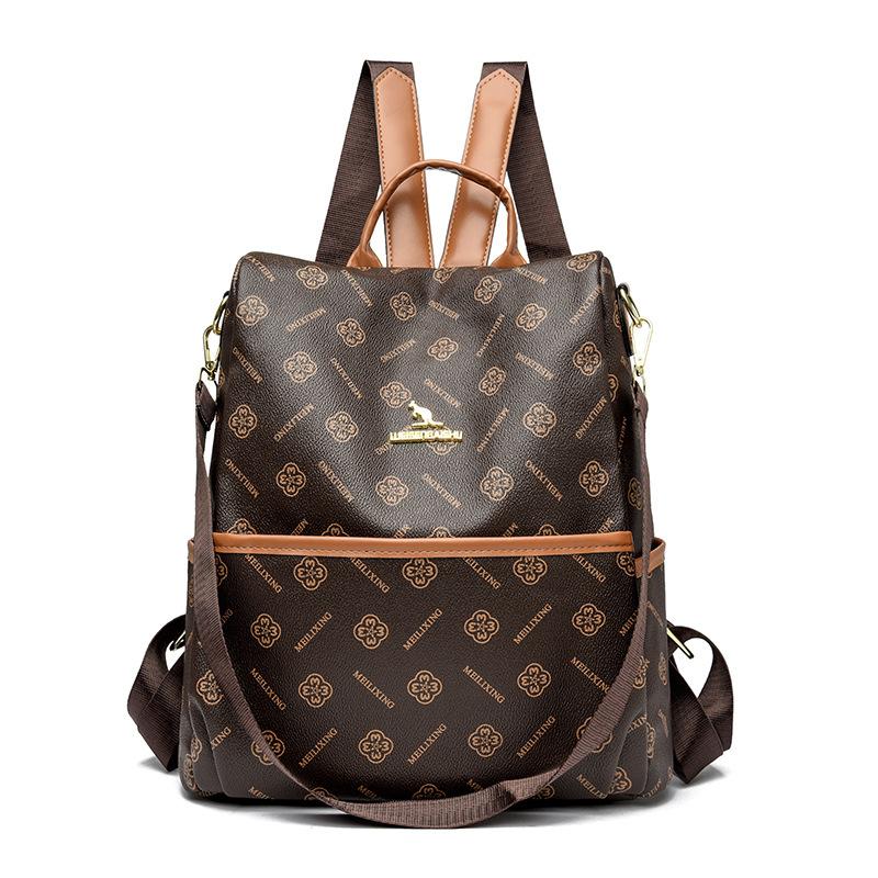 New Trendy European and American Fashion Leather Women's Backpack Retro Travel Bag Shoulders