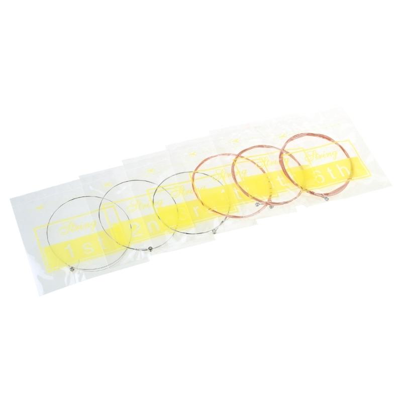 6 Pieces Steel Core Folk Guitar 6 String Replacement Sets Stainless Steel Acoustic Guitar Strings Kits for Folk Guitars