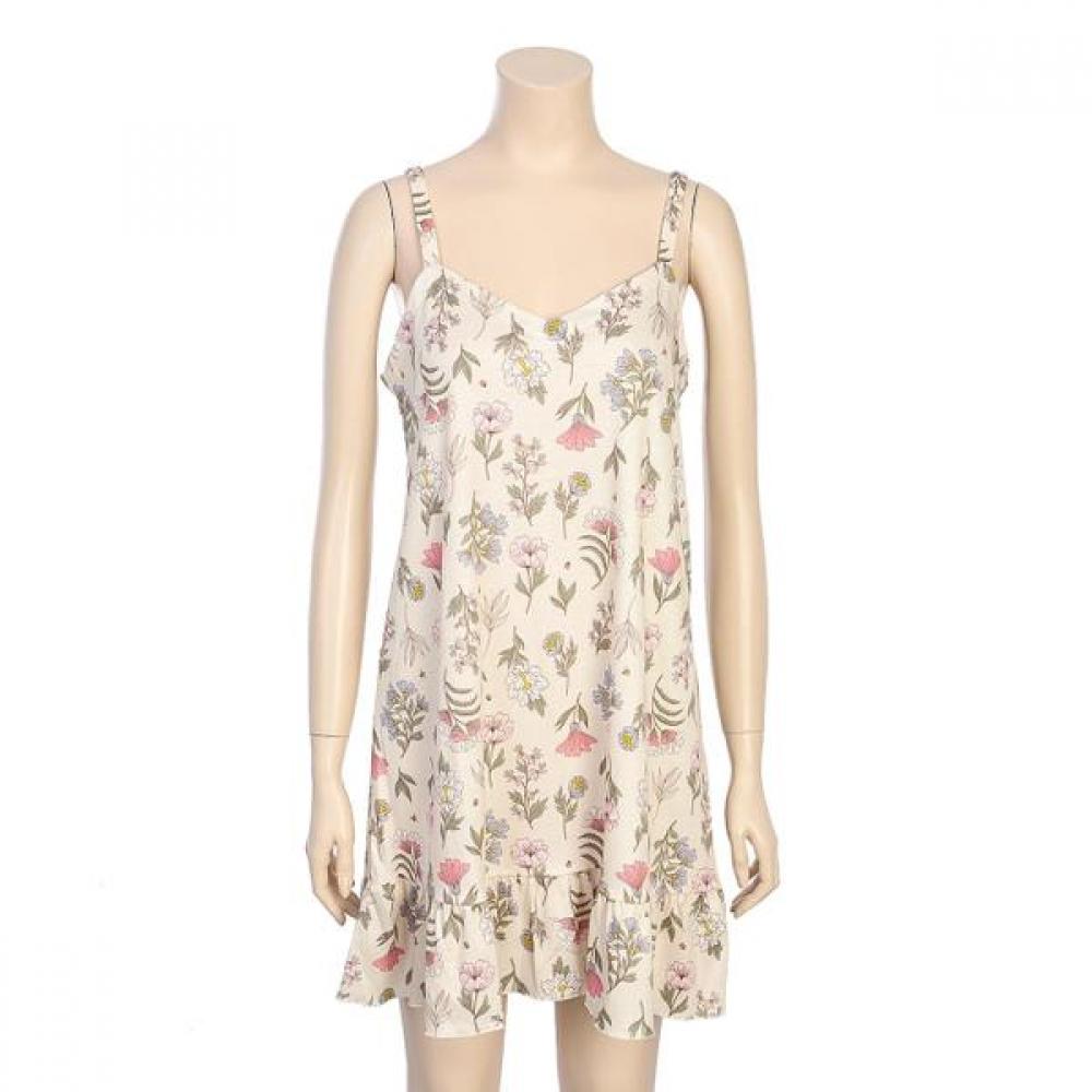 Barbara Beige Flower Modal Tank Dress  Ggw1033 