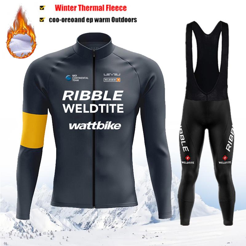 Thermal Fleece Bike Jersey + Bib Pants, Long Sleeve Cycling Clothing Sets Man Black Cycling Clothing 2026 Winter Fleece Warm Cycling Suit Set